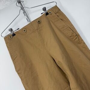 Theory Womens Khaki Chino Wide Leg‎ Button Up High Waist Pants Size 8